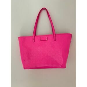 Kate Spade New York Molly Bikini Dot Neon Hot Pink Large Tote Purse Bag GUC